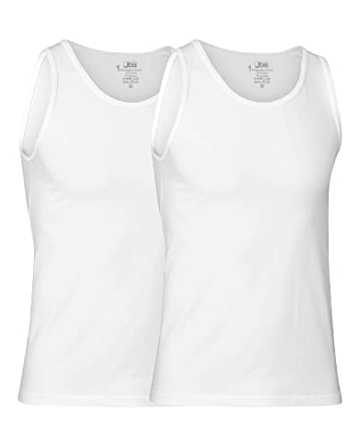 jbs Hochwertiges Tanktop für Herren im Doppelpack aus Viskose (aus Bambus-Cellulose) und Bio Baumwolle - FSC Zerifiziert - 2x WeiÃŸ, 3XL