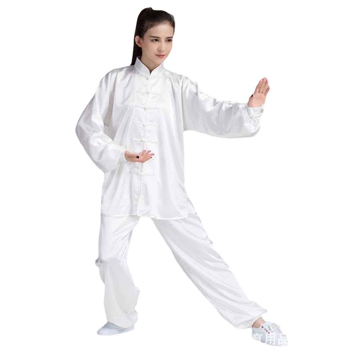 Miloyb Chinesische traditionelle Tai-Chi-Uniformen Kung Fu Kleidung Unisex SS-TJF01,White-Medium