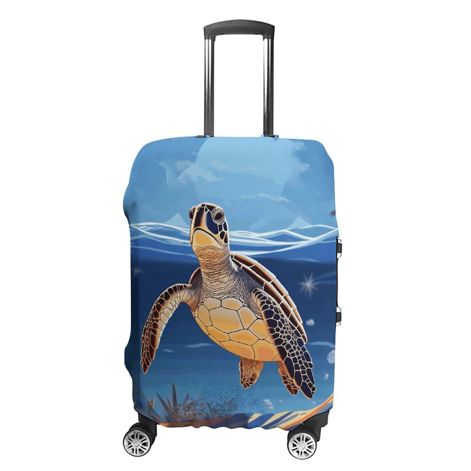 CSGJMYGS Reisegepäck-Abdeckung, elastisch, waschbar, modisch, kratzfest, Schildkröte am Strand, Koffer-Schutz, passend für 45,7 - 81,3 cm Gepäck, Stil:, XL