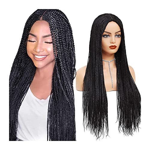 Perücken für Frauen Synthetisches Haar Lange Twist Braids Perücken for schwarze Frauen 22-28 "Vollständig maschinell geflochtene Perücken ohne Knoten mit natürlichem Haaransatz Glueless Crochet Box Wi