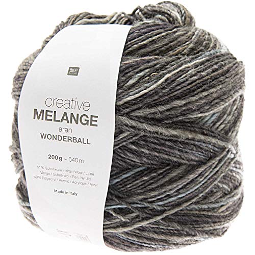 Rico Design Creative Melange Aran Wonderball, Farbverlaufswolle Nadelstärke zum Stricken oder Häkeln, Wolle 200g Knäuel (008, 200)