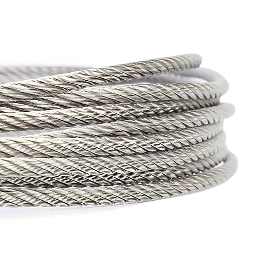 BAIWANLIN 304 edelstahlseil Wire Rope Cable Steel Drahtseil Metallseil 7 * 7/7 * 19 Geländer unmagnetisch Durchmesser2mm-10mm,【7 * 19】 4mm*10m