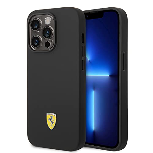 Ferrari FEHCP14LSIBBK hülle für 14 Pro 6,1" schwarz/Black hardcase Silicone Metal Logo