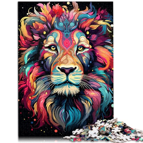 Puzzle zum Verschenken, farbenfrohes Gemälde mit Tierlöwen, 1000 Teile, für Erwachsene, Geschenke, Holzpuzzle zum Stressabbau, schwierige Herausforderung, 1000 Teile (50 x 75 cm)