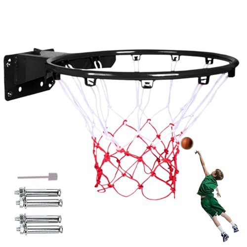 AOpghY 14-Zoll-Basketballkorb zur Wandmontage, höhenverstellbarer Basketballring, stoßfester Basketballring mit Feder für Sportprodukte für Kinder im Innen- und Außenbereich