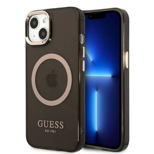 Guess GUHMP13MHTCMK Hülle für iPhone 13 6,1" schwarz/Black Hard case Gold Outline Translucent