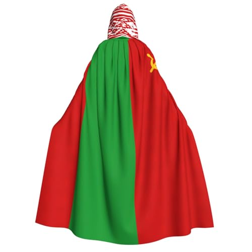 WURTON Umhang mit Kapuze für Damen und Herren, Motiv: Flagge von Belarus, für Halloween, Karneval, Cosplay, Mottopartys, Dekoration