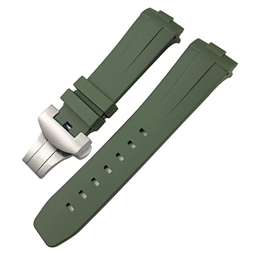 NEYENS Gummi-Uhrenarmband mit gebogenem Ende, 24 mm, passend für Panerai PAM441/1312/00111, Edelstahl-Armband mit Schmetterlingsschnalle, Silikon-Sportarmband, 24 mm, Achat