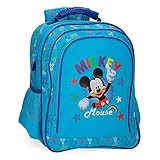 Disney Mickey Stars Schulrucksack mit Doppelfach Blau 29x38x16 cms Mikrofaser 17.63L