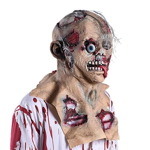 Takluu Zombie-Kopfmaske | Latex-Horror-Maske | Neuartige Cosplay-Requisiten, Vollkopfmaske, realistische Kopfbedeckung für Halloween, schreckliche Dekoration