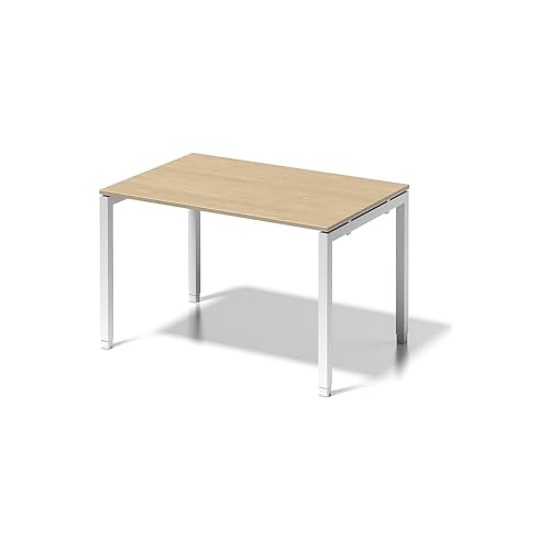 BISLEY Cito Schreibtisch, 650-850 mm höheneinstellbares U, H 19 x B 1200 x T 800 mm, Dekor ahorn, Gestell verkehrsweiß, Metall, Mp396, 80 x 120 x 85 cm