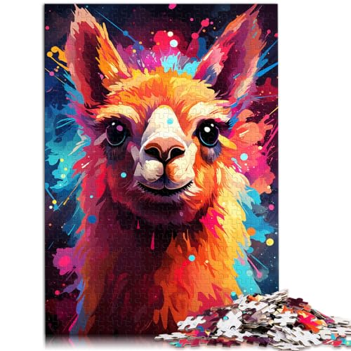 Puzzles, Geschenke, Spielzeug, farbenfrohes psychedelisches Alpaka-Tierpuzzle für Erwachsene und Ren, 1000 Teile, Holzpuzzle, Geburtstagsgeschenk, Geschenke für 1000 Teile (50 x 75 cm)