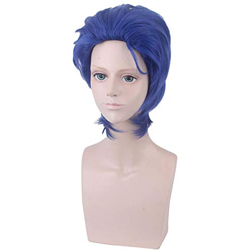 Anime cosplay perücke 40cm Anime. JoJo. Bizarres Abenteuer Jonathan Joestar Cosplay Perücken die Light Royal Blue Halloween 1: 1 Perücken Spielen