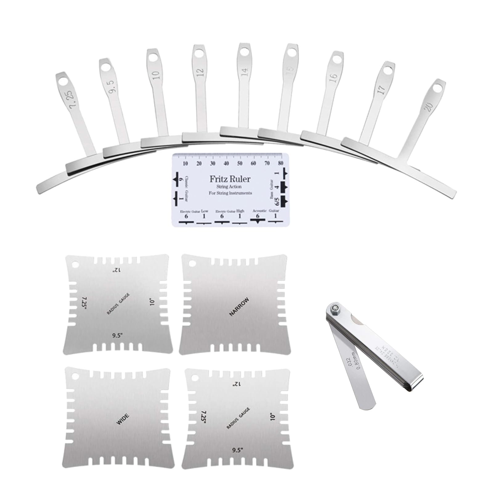 Fühlerlehre-Set für Gitarren, Gitarrenbauer für E-Akustikgitarre, Aufführungen, Musikinstrumente, Saitenlehre, Lineal