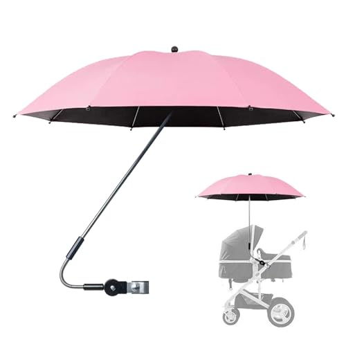 Takluu Regenschirm für Kinderwagen mit Klemme, Clip-Regenschirm für Kinderwagen - Extra großer Kinderwagen-Regenschirm LSF 50+ Sonnenschutz mit Klemme | 360 Grad verstellbares, wasserdichtes Vordach