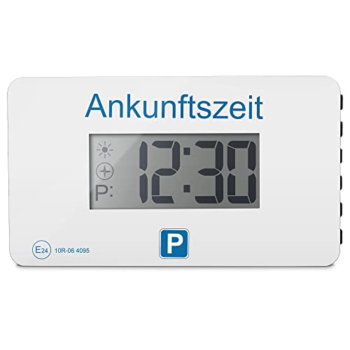 Parkwächter Automatische Parkscheibe gemäß der Straßenverkehrsordnung, Digitale Parkscheibe für das Auto, Elektronische Parkuhr, Weiss, 105 x 60 x 13 mm