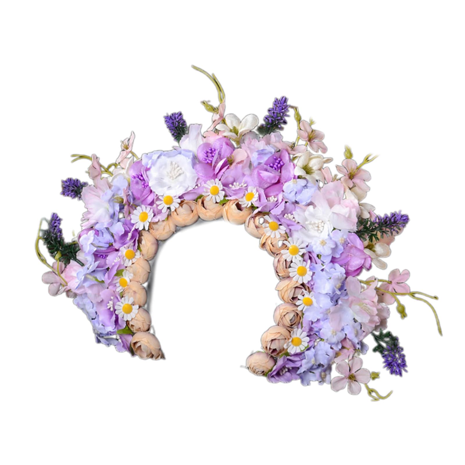 NGCG Buntes Blumen-Stirnband, doppelseitiger Haarkranz, Hochzeit, Party, Kostüm, Kopfschmuck für Braut, Damen, Haarschmuck, Hochzeit, Festival, Stirnband, Wie beschrieben