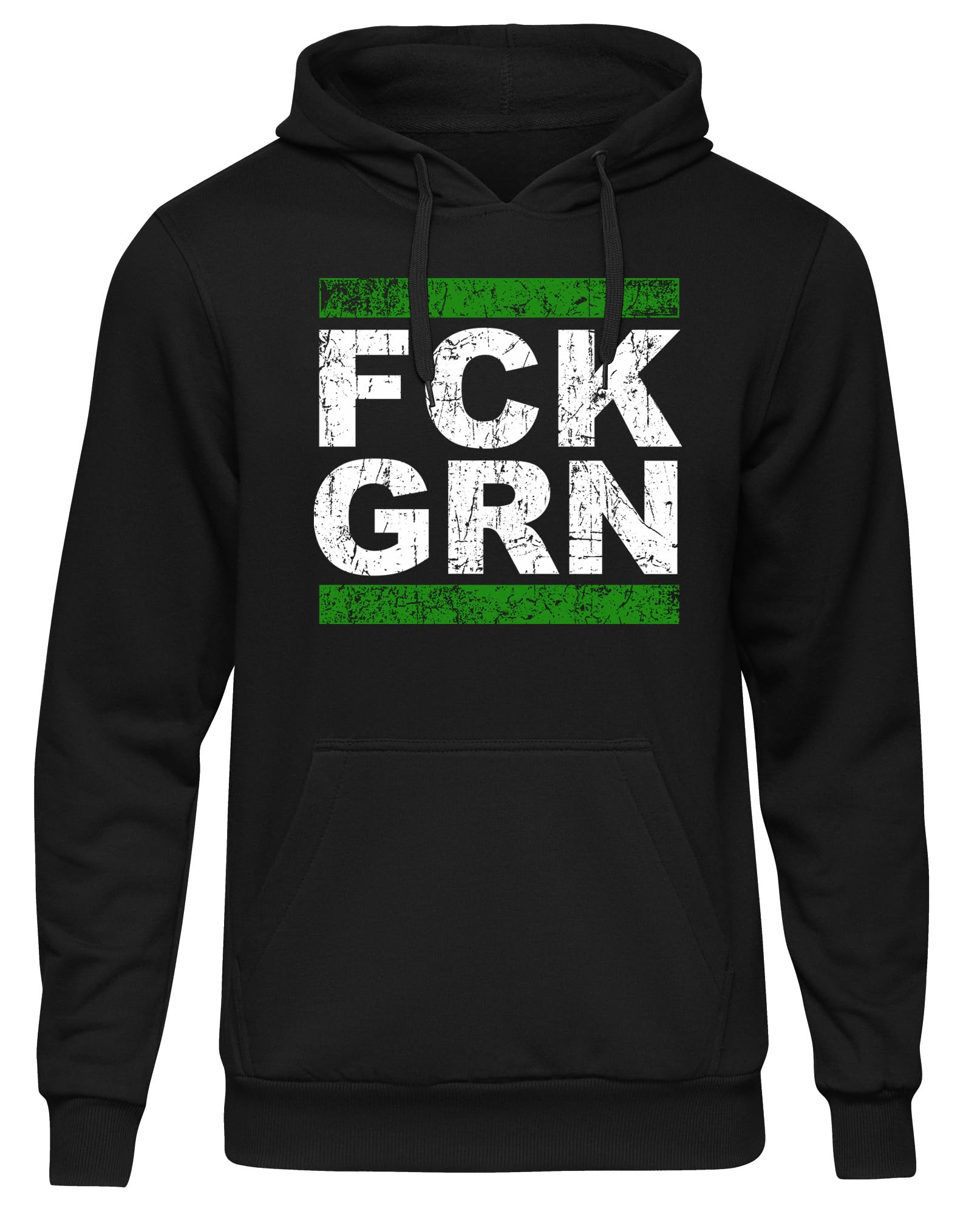 UGLYSHIRT FCK GRN Herren Kapuzenpullover | Anti Grün Demo Pullover Widerstand Hoodie Politik Anti Klimaaktivist | M1 Schwarz (3XL)