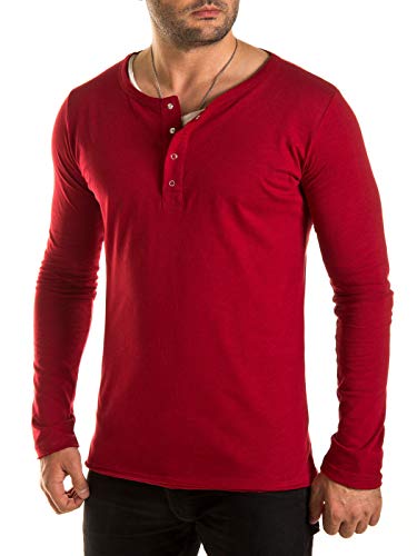 WOTEGA Langarmshirt Herren 2-in-1 Longsleeve T-Shirt Pete Bordo - Männer Longshirt Shirt rote Tshirts Long Sleeve, Rot (Biking Red 190511), M