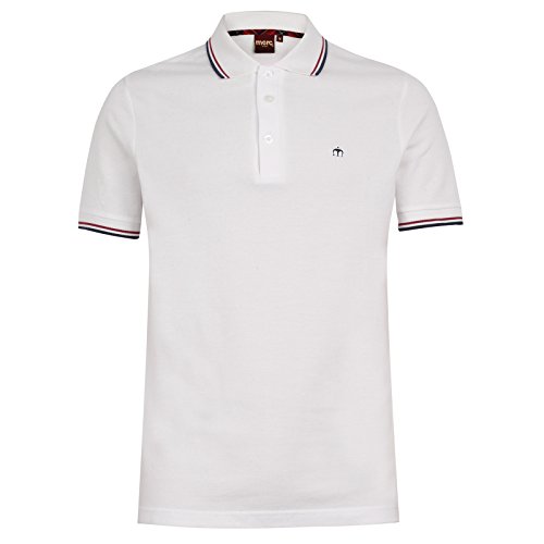 Merc of London Herren Card – Polo – Uni – kurzärmlig – Gr. XXX-Large, Weiß (Weiß/Rot)