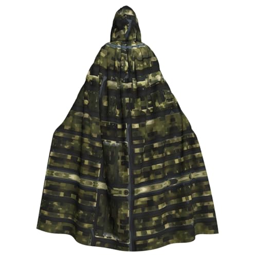 WURTON Armee-Umhang mit digitalem Camouflage-Druck, Eleganz, Kapuzenumhang für Halloween, Karneval, Mottopartys, Cosplays, Erwachsene, Unisex