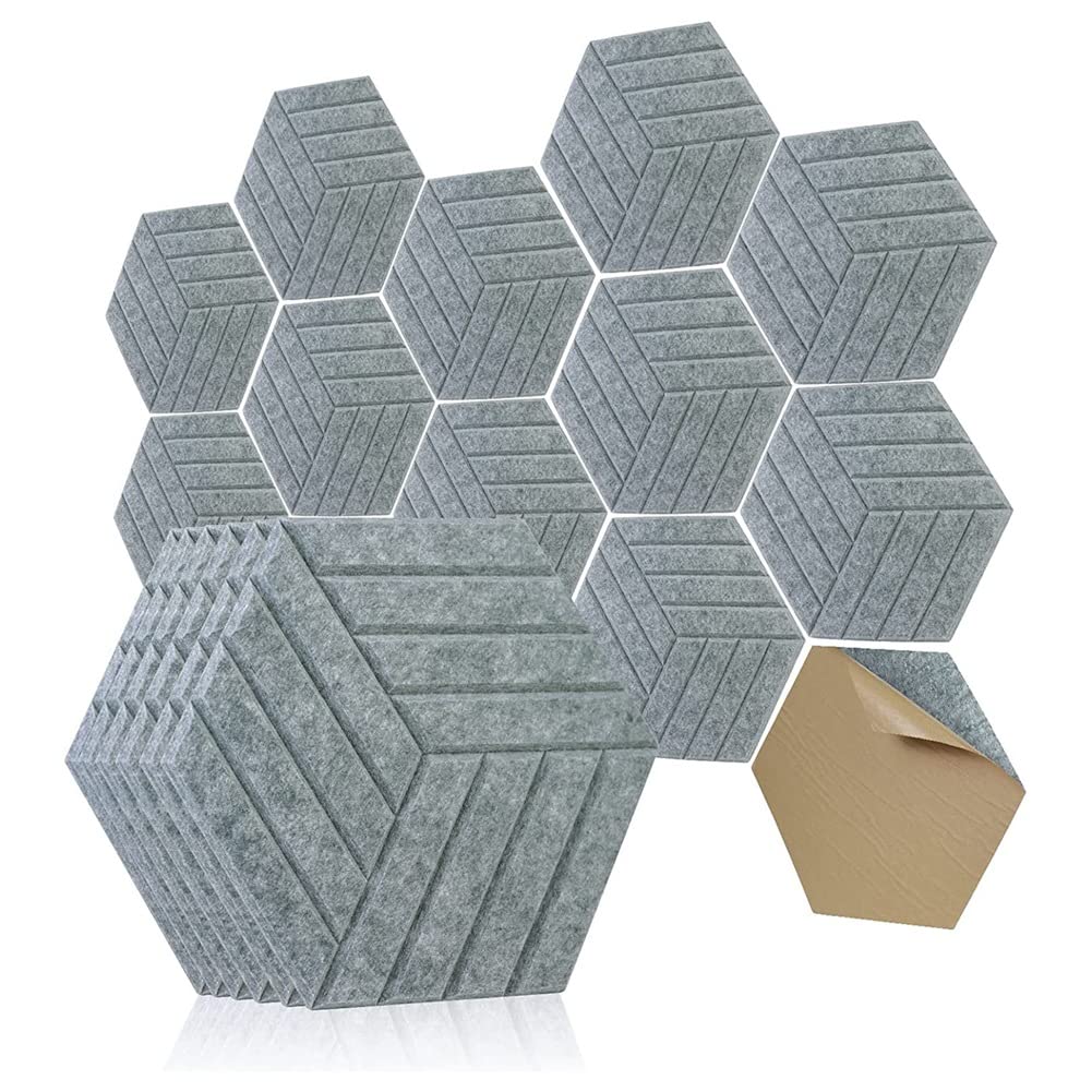 Potadak Hexagon Schallschutzplatten 12 Stück Akustikplatte, Schalldämmplatte für Studio Office Home 1