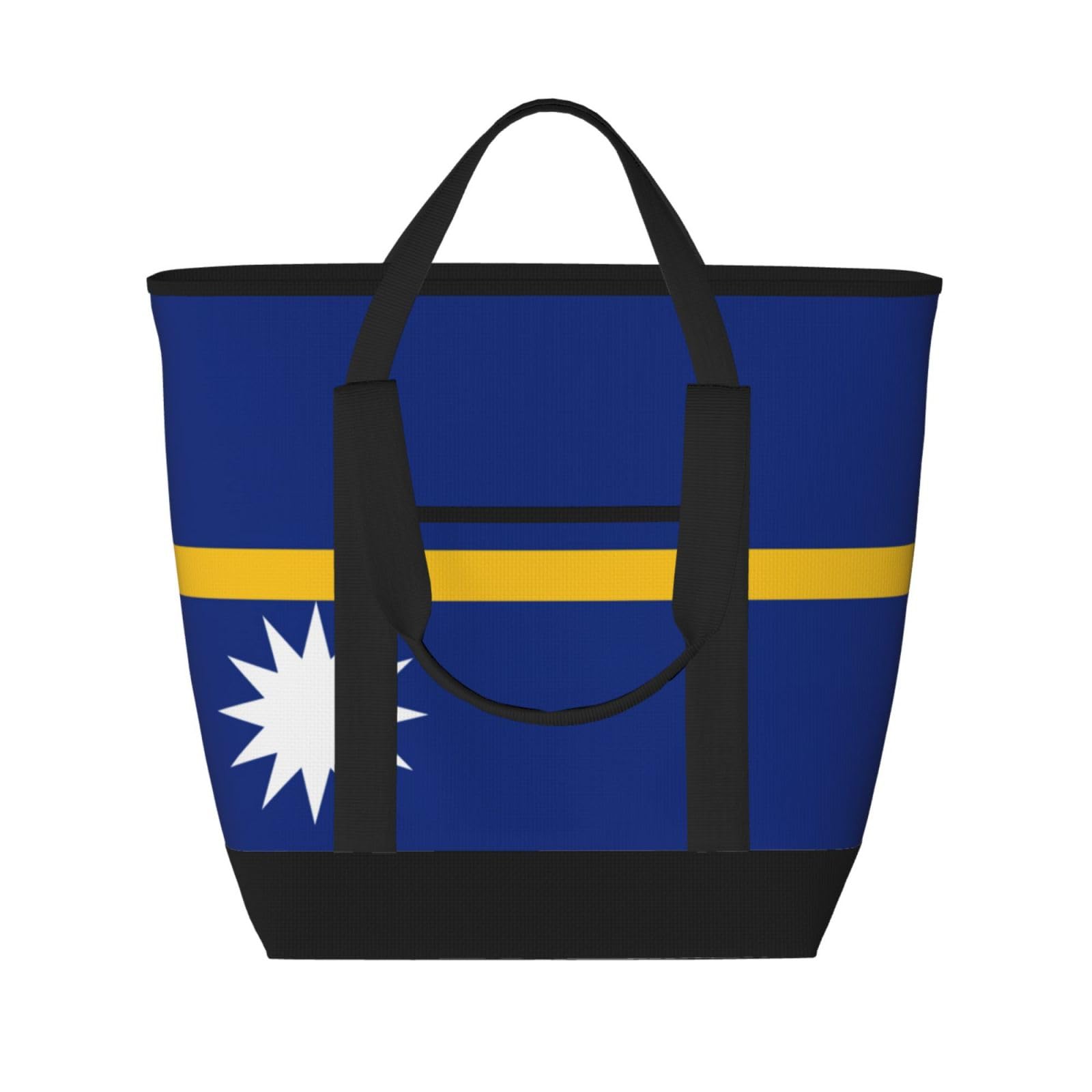 YQxwJL Lunchtasche, Motiv: Flagge von Nauru, großes Fassungsvermögen, isolierte Lunchtasche, wiederverwendbare Einkaufstasche mit Reißverschluss für Damen und Herren