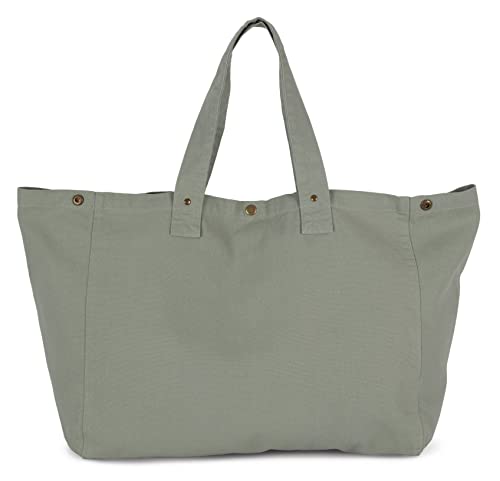 noTrash2003 Riesen Shopper aus gebleachter Baumwolle mit Innentasche und Bodenfalte in 310g/qm Qualität Strandtasche Einkaufstasche Schultertasche (Green)