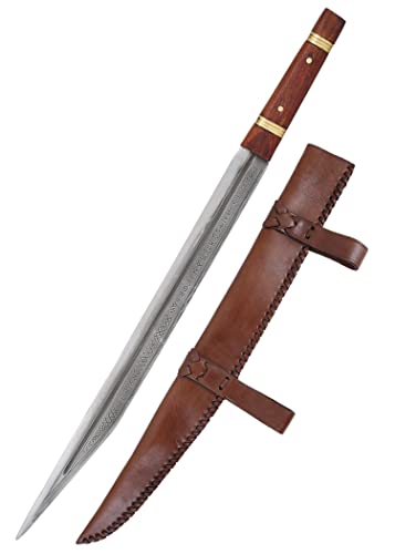 Battle-Merchant Sax von Beagnoth mit Scheide aus Leder - Wikingerschwert - Thames Scramasax - Seax - Wikingersax echt Erwachsene