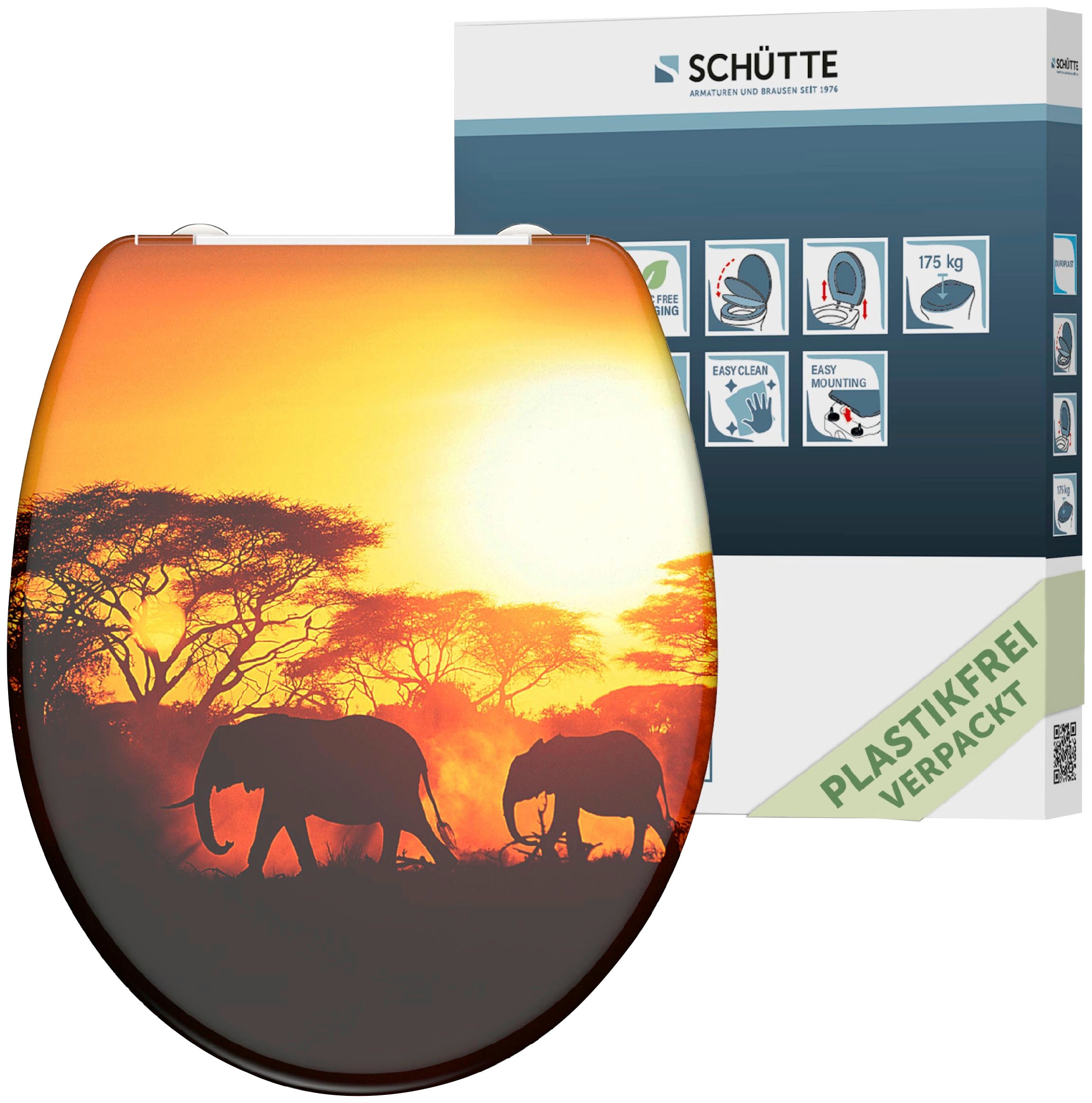 Schütte WC-Sitz "Africa", Duroplast, mit Absenkautomatik und Schnellverschluss