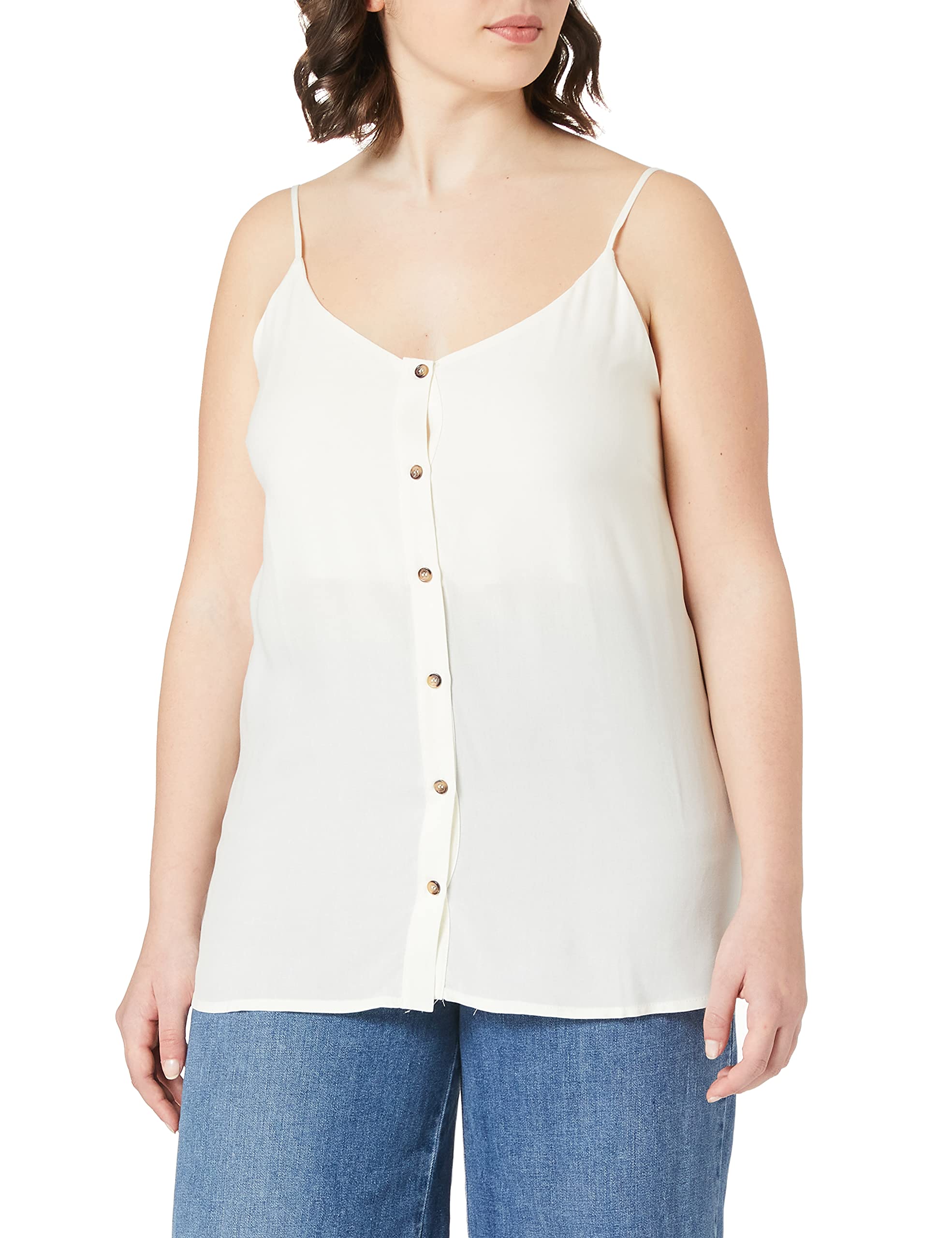 LTB Jeans Damen Tihewo Trägershirt/Cami Shirt, Off White 105, S