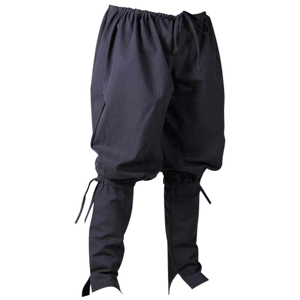 MYTHOLON Ketill Hose, Mittelalter Kostüm Canvas Baumwolle, LARP Verkleidung Herren (M, Schwarz)