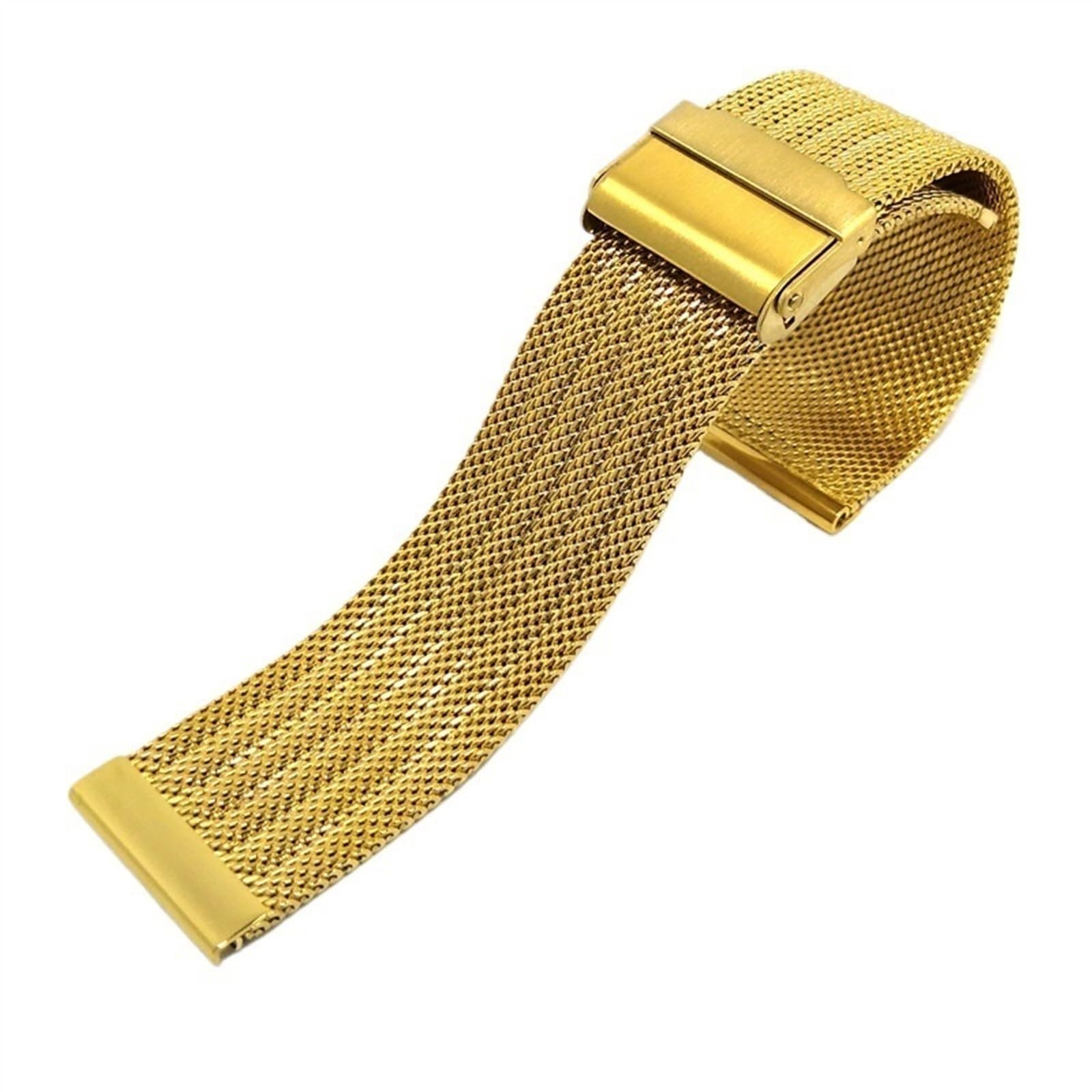 THBGTCNQ Uhrenarmband aus gewebtem Edelstahlnetz, 18 mm, 20 mm, 22 mm, 24 mm, universelles Metallarmband for Smartwatches, Quarzuhren(GOLD,22mm)