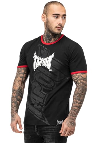 Tapout Herren Trashed T-Shirt, Black/Red/White, L