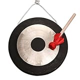 Gong Messing Percussion Instrument, Authentischer Gong Mini Gong Kleiner Gong Tischgong Messing Kupfer reiner handgemachter Handgong,(35cm)