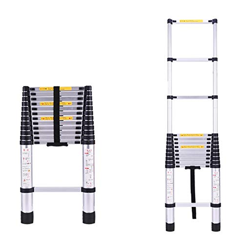 Multifunktionale Teleskopleiter, Mehrzweckleiter, Verbreiterung des Pedals, Sicherheitsschnalle, tragbare Seilrolle, Tragkraft 150 kg, mehrere Größen, Mehrzweck-Dachbodenleiter/2,1 m Ambitious