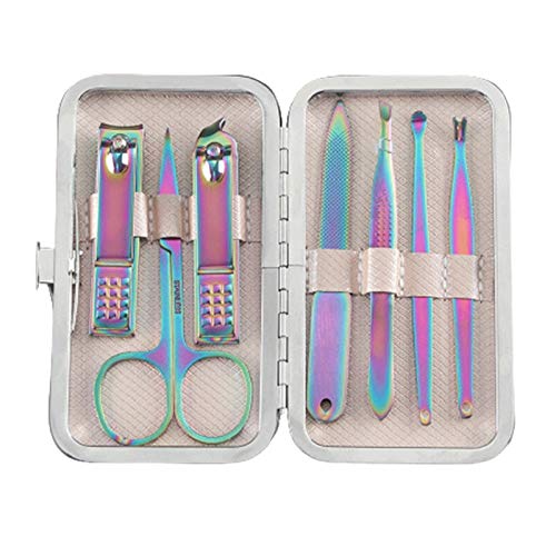 Zehennagelknipser Bunte Titan Nagelschnipper Set 7 Stück Edelstahl Nagelschere Schönheit Nail Art Maniküre Pediküre Nagel Werkzeug Nagelknipser-Set