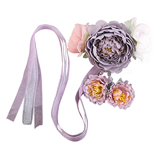 Qaonsciug Haarspange mit Pfingstrosen, Perlen, Haarschmuck für Damen und Mädchen, lang, für Kleid, Kopfschmuck, Haarschmuck