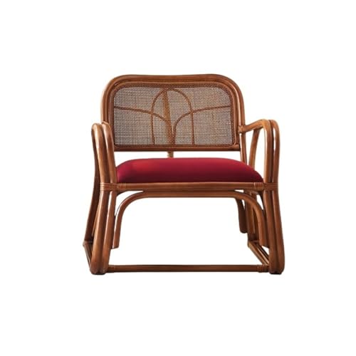 yixinzi-2024 Rattan-Akzentstuhl Retro-Rattan-Loungesessel – natürlicher Rattan-Stuhl mit Kissen und Armlehnen – perfekt for Entspannung im Innen- und Außenbereich Sessel