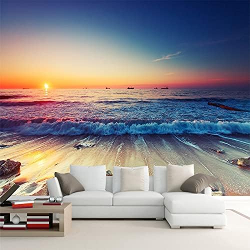 XLMING Romantischer Strand Mit Blick Auf Den Sonnenuntergang 3D Tapete Home Dekoration Wohnzimmer Sofa Schlafzimmer Tv Hintergrund Wand-350cm×256cm