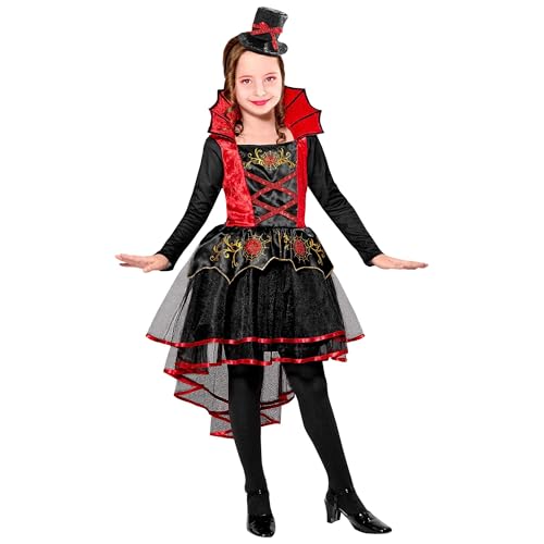 Widmann - Kinderkostüm Vampirin, Kleid, Minihut, Halloween, Karneval, Mottoparty