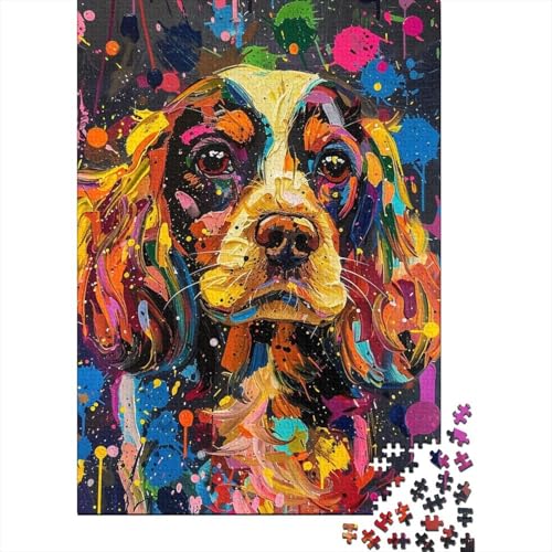 Art Dog Puzzles 500 Teile für Teenager-Geschenke, großes Holzpuzzle für Erwachsene, Spielspielzeug für Erwachsene, Familienpuzzlegeschenk 20,47x14,96 Zoll