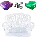 WYEIAHS Aufblasbare Couch Für Kinder,Verdicktes PVC-Material Camping Sofa Aufblasbar Teenager Zimmer Lustige Innen-/Außenmöbel Wasserdicht Hält 220 Lbs Mit Elektrischer Luftpumpe (Transparent)