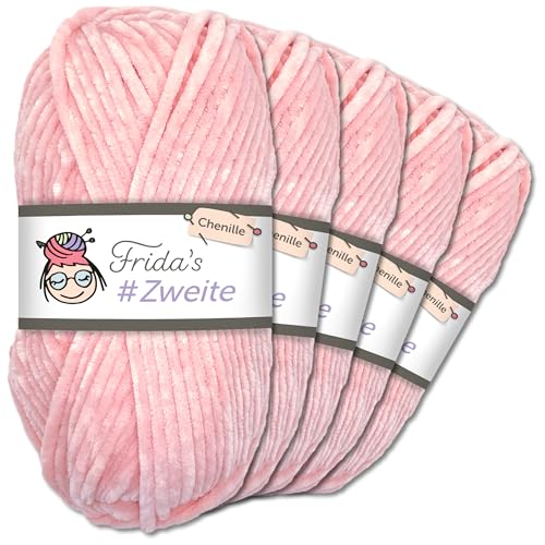 Frida`s #Zweite Wolle 5 x 100g Chenille Wolle Garn Amigurumi Stricken & Häkeln weich (19 - Rosa)