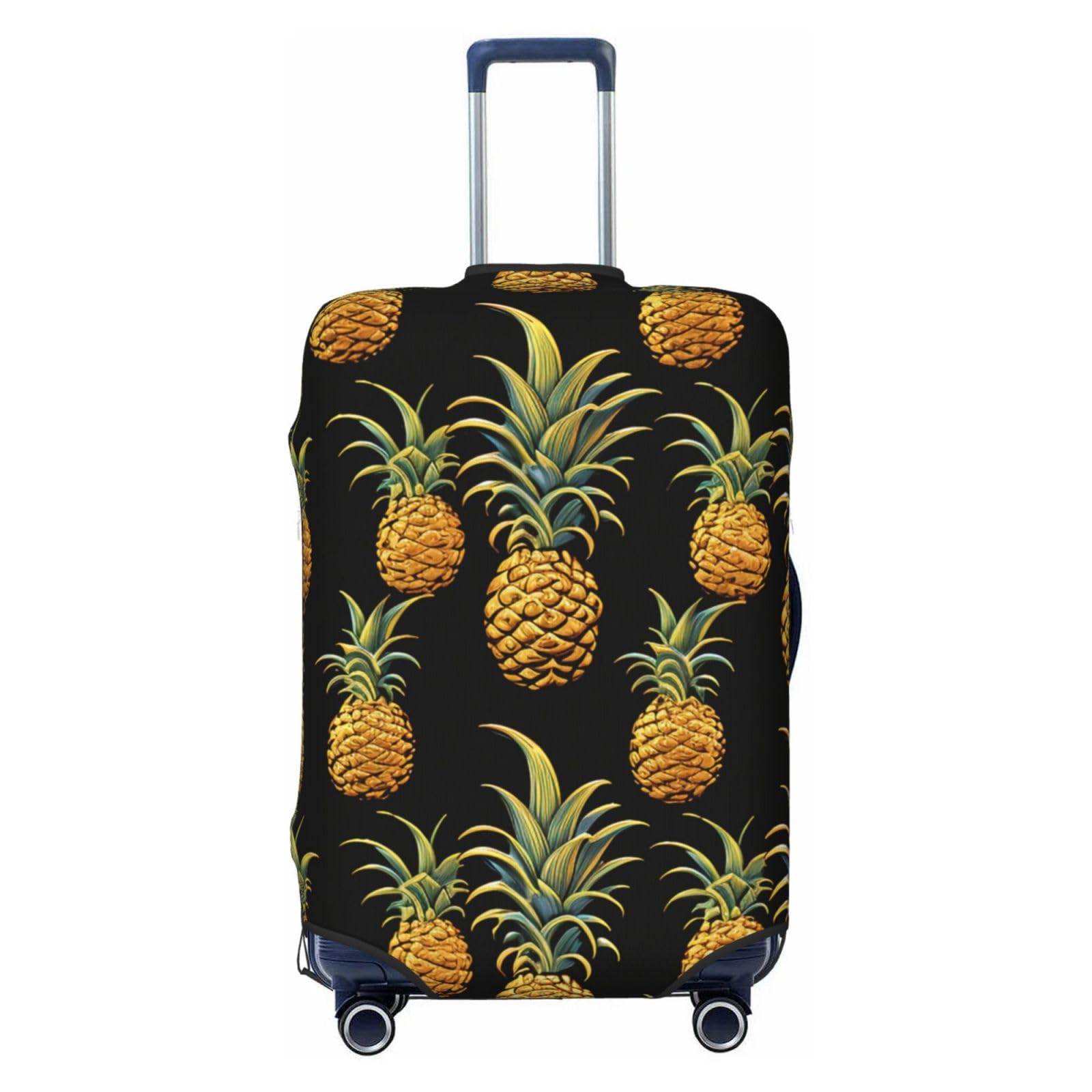 CSGJMYGS Reisegepäck-Abdeckung, elastisch, waschbar, modisch, kratzfest, Ananas-Druck, Koffer-Schutz, passend für 45,7 - 81,3 cm Gepäck, Schwarz , XL