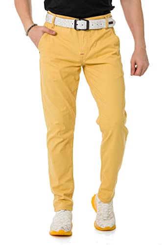 Cipo & Baxx Herren Chinohose Stretch Basic Baumwolle Slim Fit CD842 Mustard W34 L34