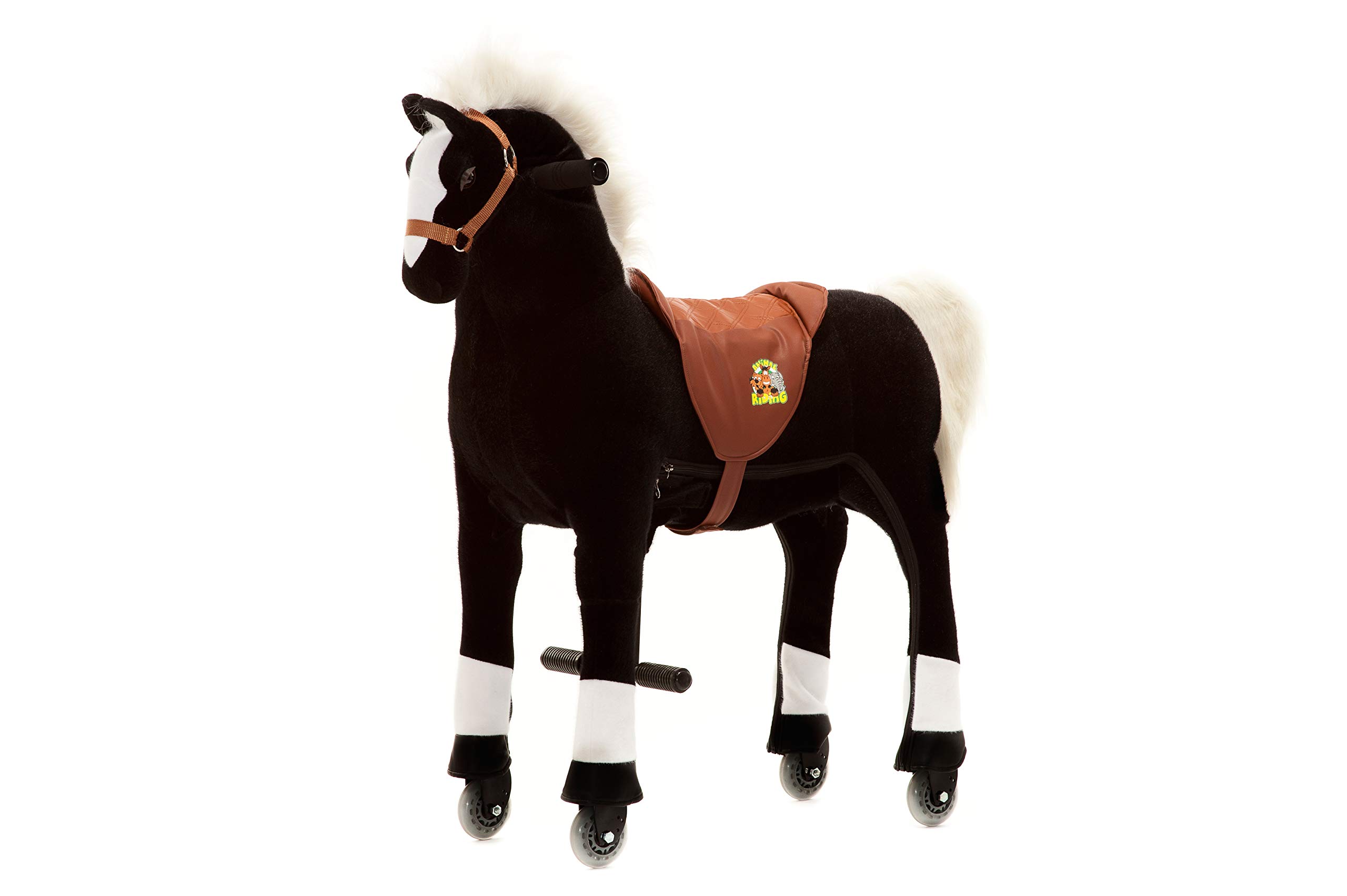 Animal riding ZRP001M Reitpferd Maharadscha (für Kinder ab 5 Jahren, Sattelhöhe 69 cm, mit Rollen) ARP001M, Schwarz, M/L