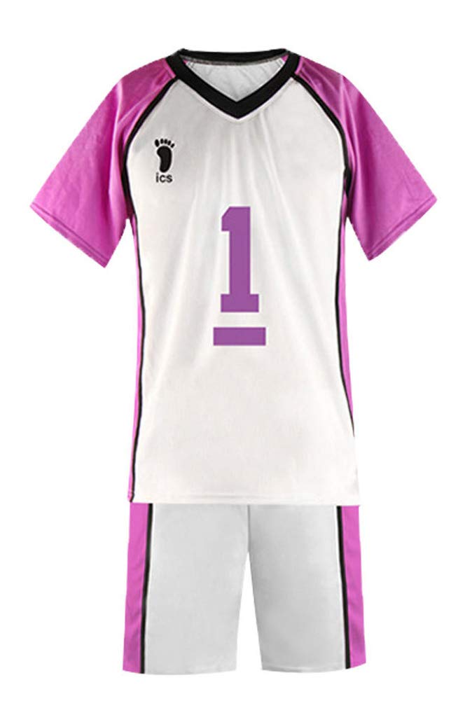 QYIFIRST Shiratorizawa Academy Volleyball Club Ushijima Wakatoshi No.1 Jersey Set Volleyballverein Team Trikot Uniform Cosplay Kostüm Weiß 3XL