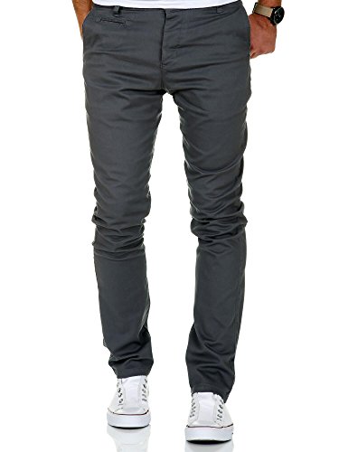 Amaci&Sons Herren Slim Fit Stretch Chino Hose Jeans 7100 Anthrazit W33/L30