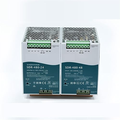 SDR-480/SDR-480P 24V 48V 480W Einzelausgang Industrielles DIN-Schienen-Schaltnetzteil mit PFC und Parallelfunktion 1 Stück (Größe: 48 V, Farbe: SDR-480P parallel)